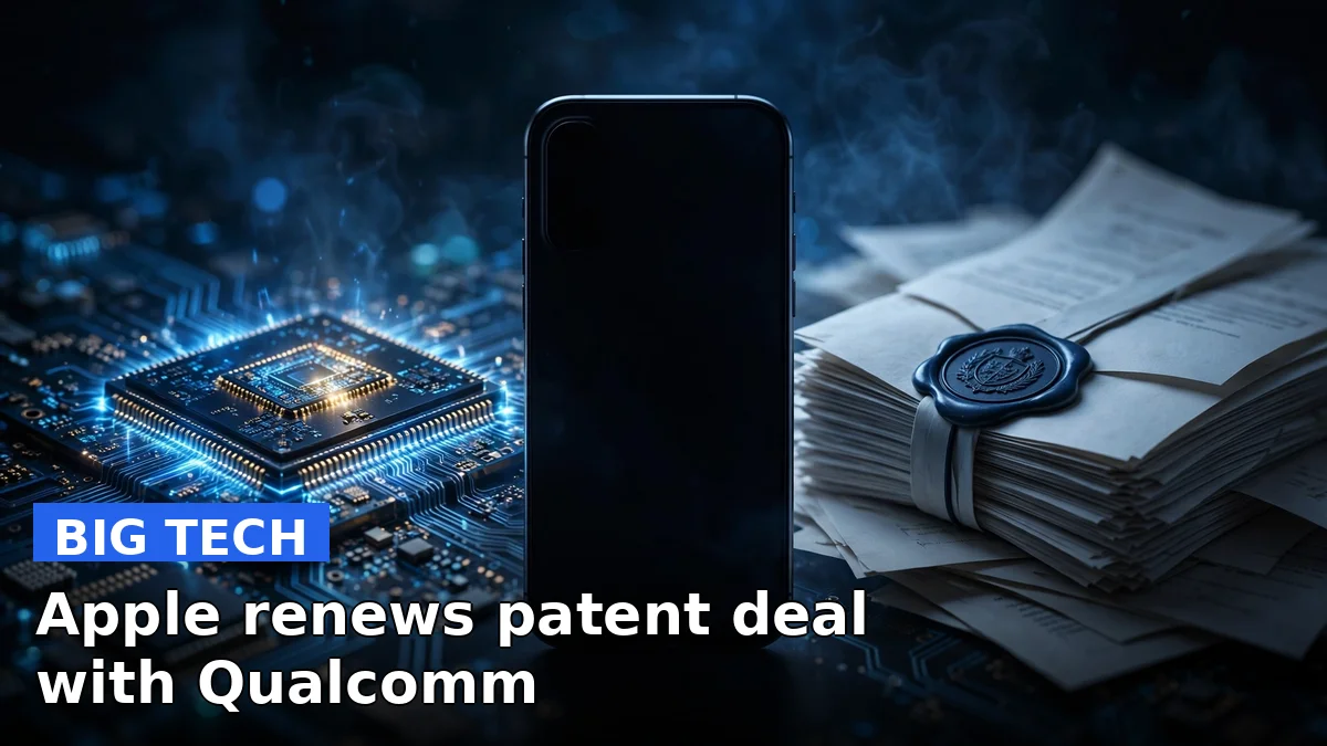 Apple and Qualcomm logos representing their renewed patent licensing deal