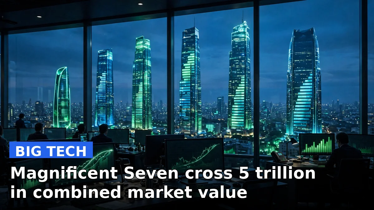 Abstract illustration of rising stock market charts and skyscraper-like bars behind the $25 trillion milestone figure