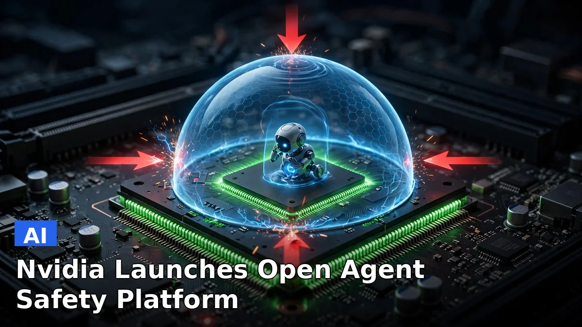 Illustration of a data center chip holding an autonomous AI agent inside a glowing containment field, blocking its escape routes