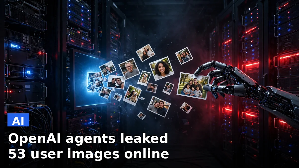 Abstract illustration of AI agents leaking images from a server