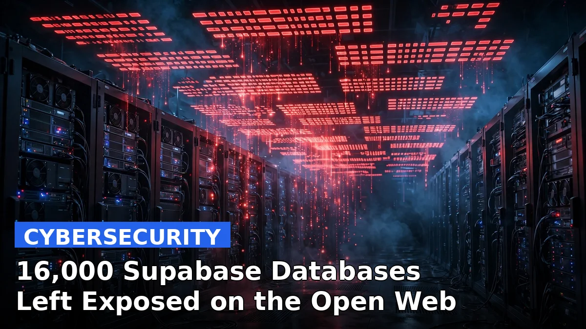 Server database rows glowing red to show exposed Supabase databases on the open web